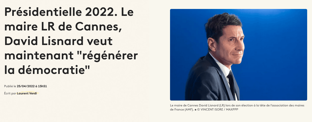 David Lisnard veut maintenant "régénérer la démocratie"