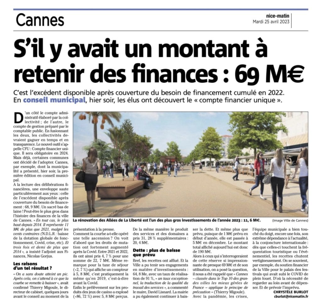 S'il y avait un montant à retenir des finances : 69 M€ — illustration 1