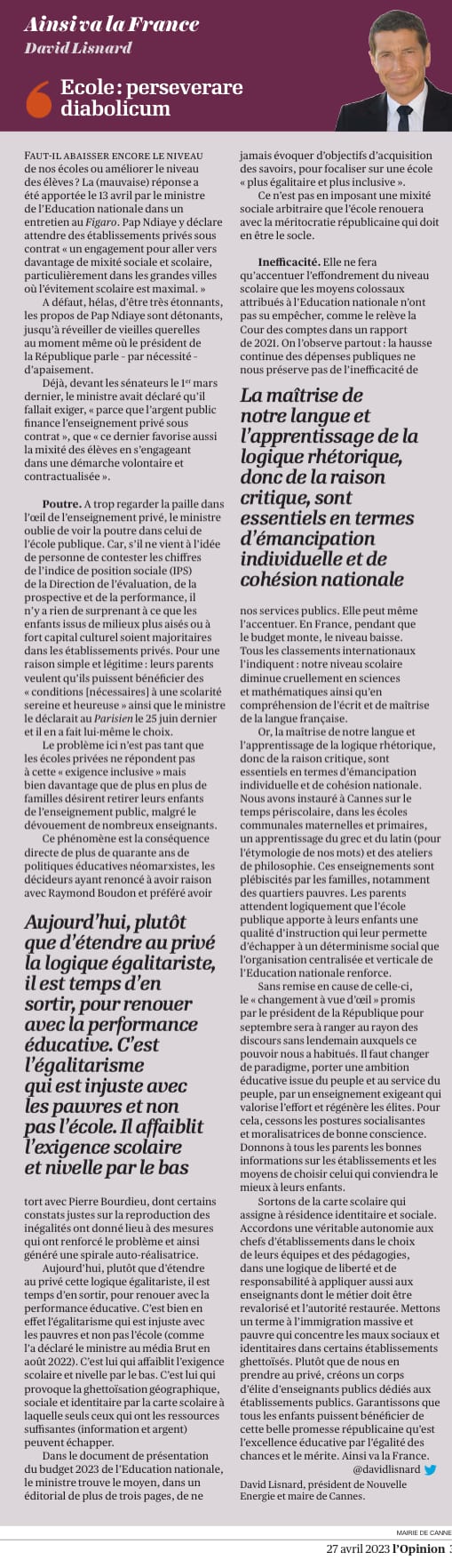 École : perseverare diabolicum