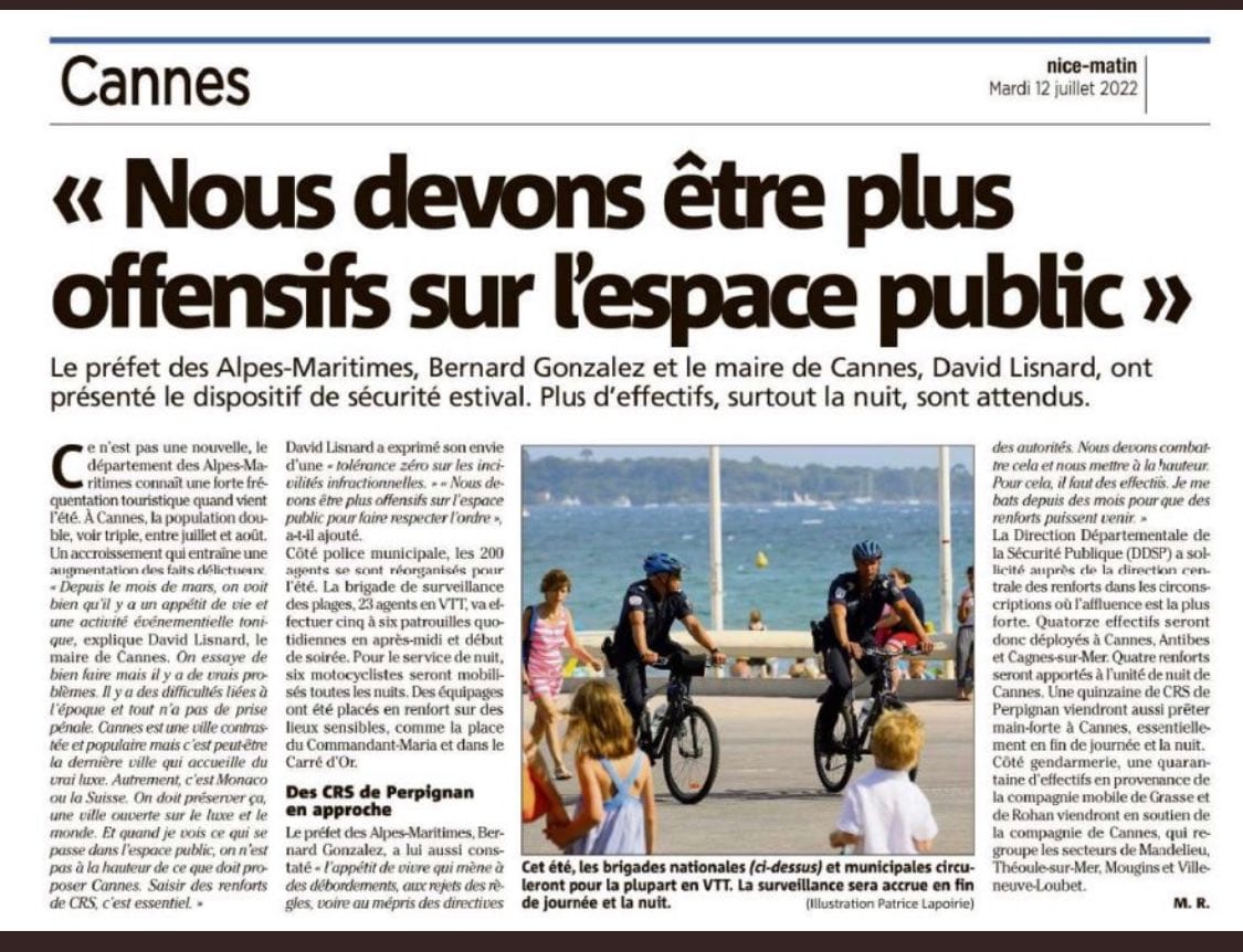 "Nous devons être plus offensifs sur l'espace public"