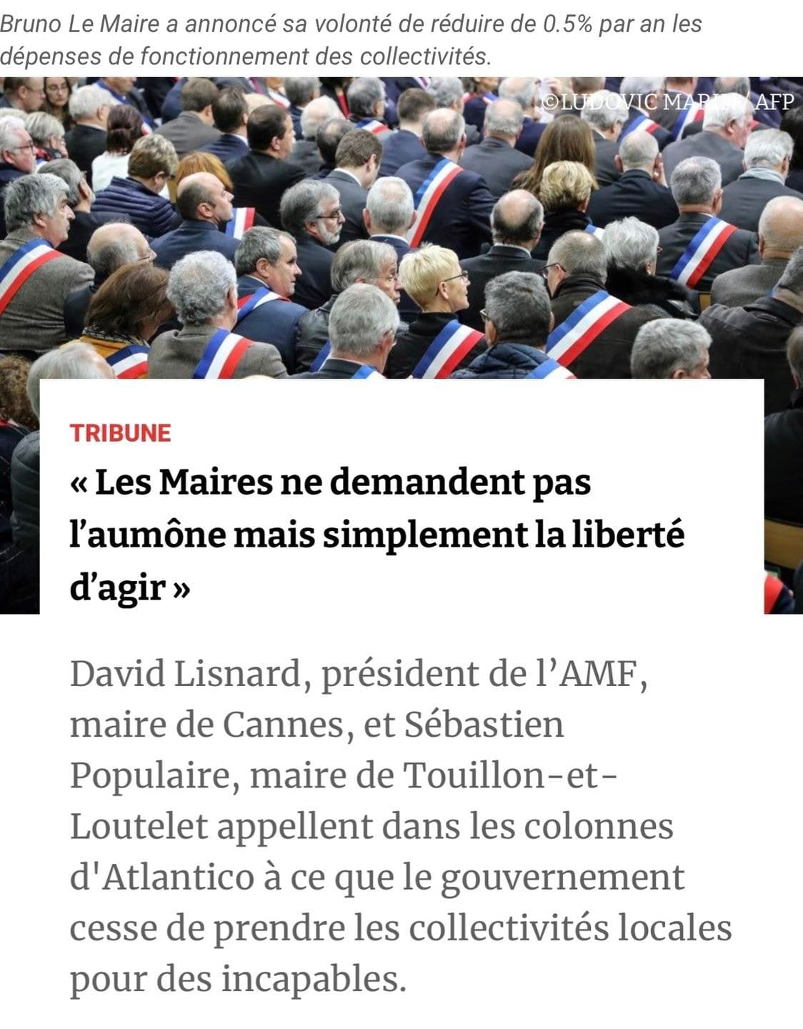 « Les Maires ne demandent pas l’aumône mais simplement la liberté d’agir »