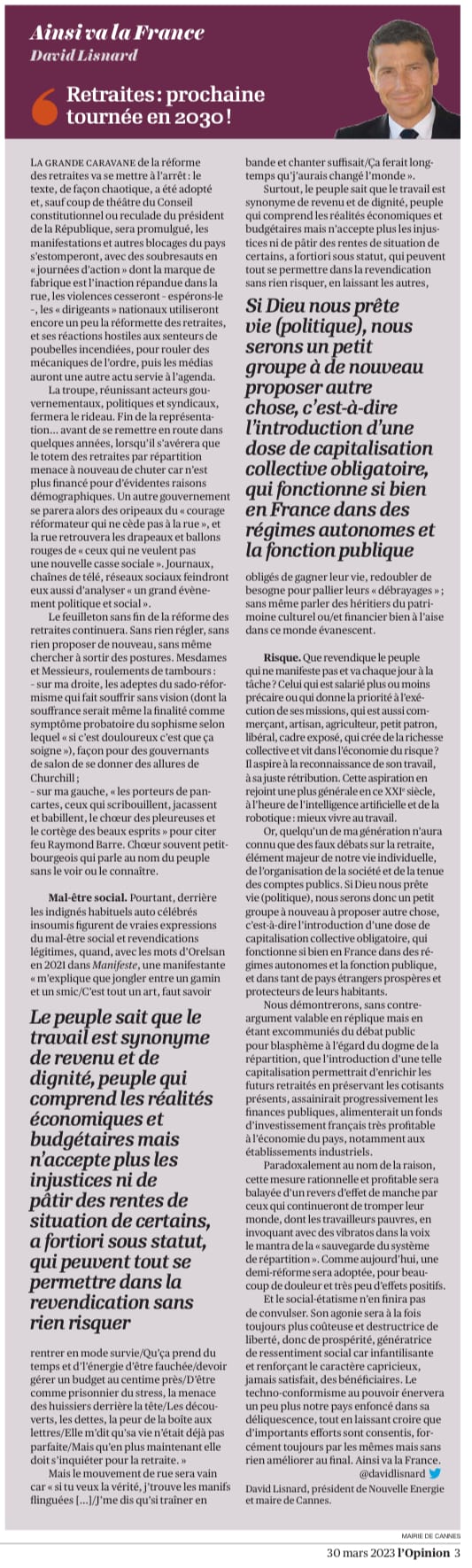 Retraites : prochaine tournée en 2030 !