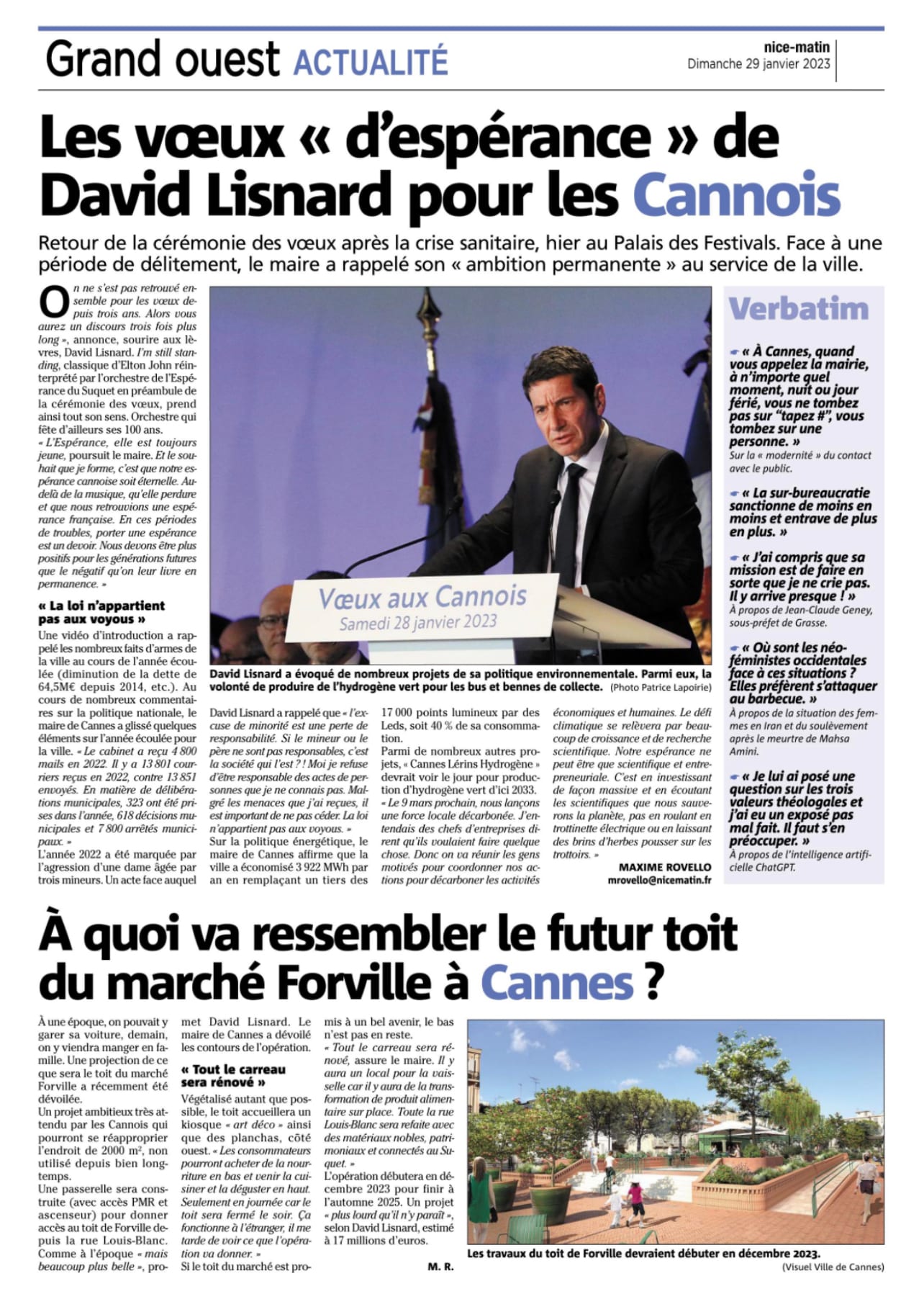 David Lisnard adresse des voeux d'espérance aux Cannois