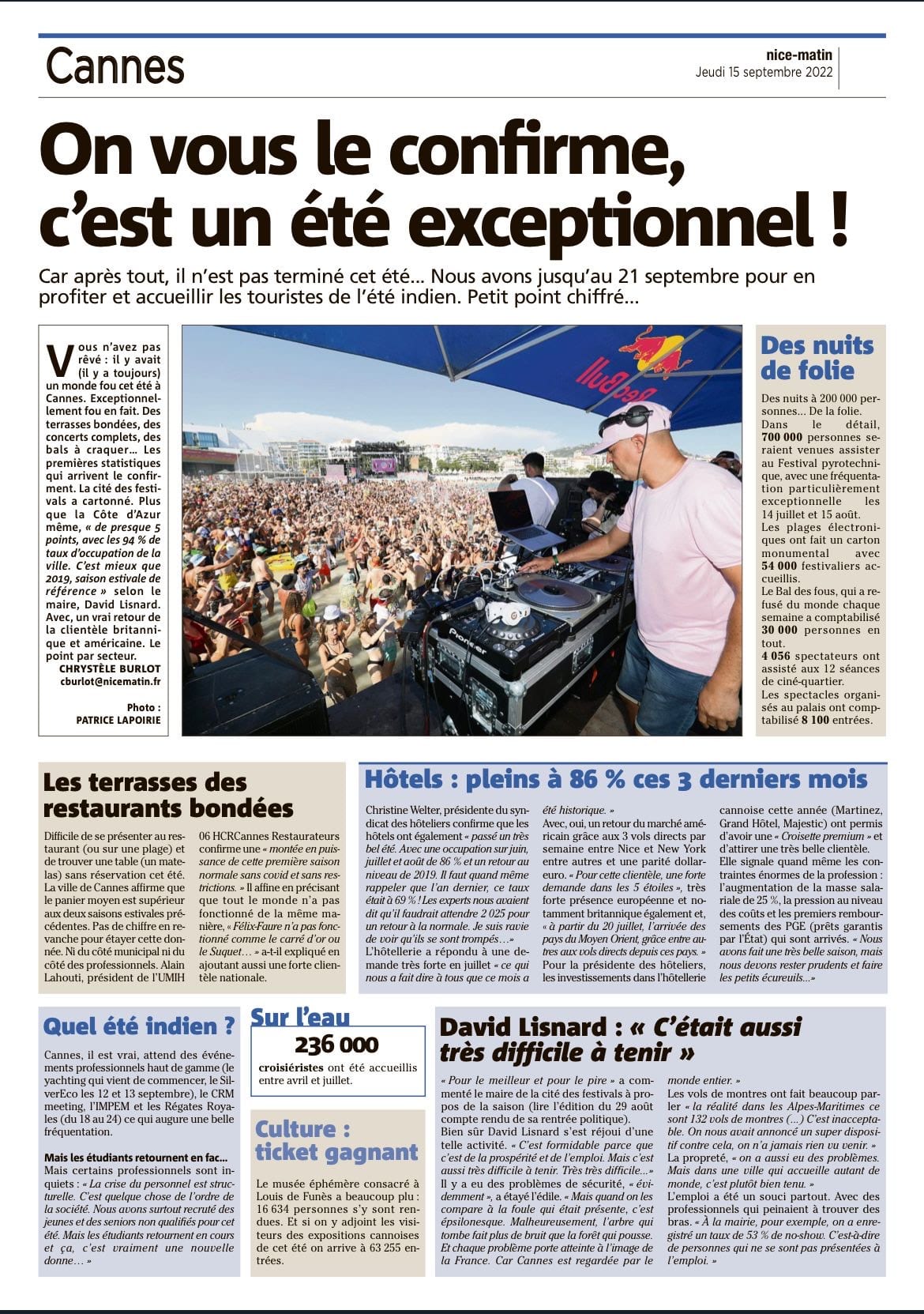 Un été exceptionnel à Cannes