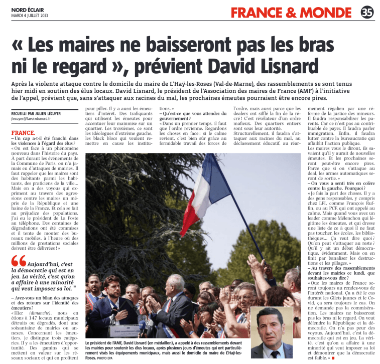 Émeutes : "les maires ne baisseront pas les bras ni le regard"