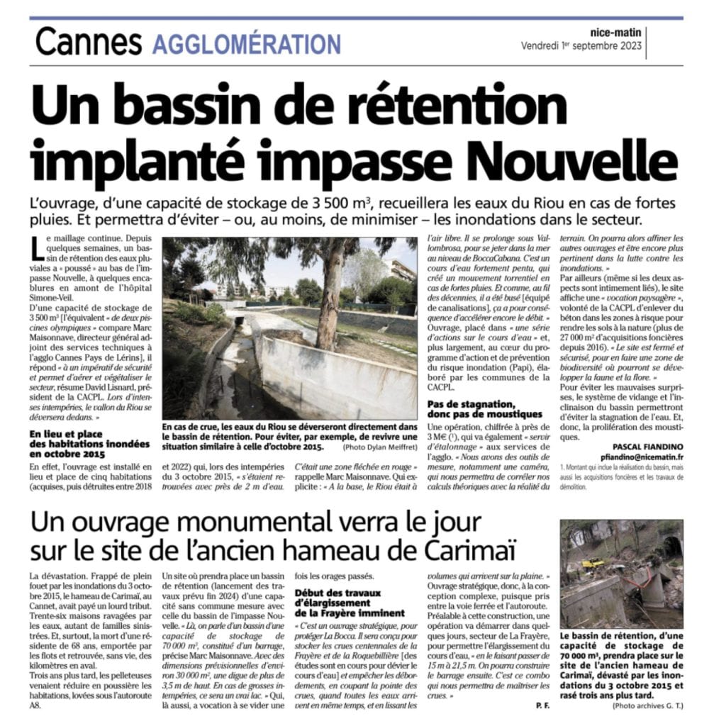 L'Agglo Cannes Lérins crée un bassin de rétention des eaux pour protéger les riverains des inondations — illustration 1