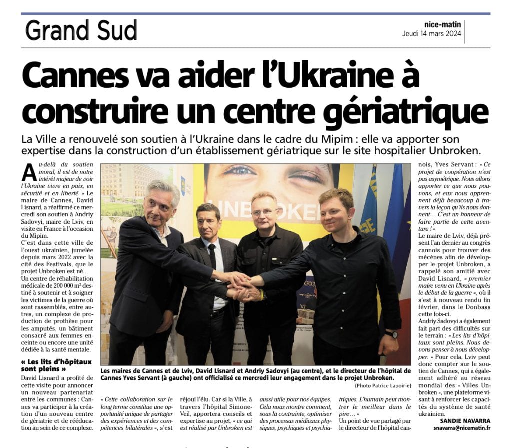 Ukraine : Cannes et Lviv renforcent leur coopération hospitalière — illustration 1