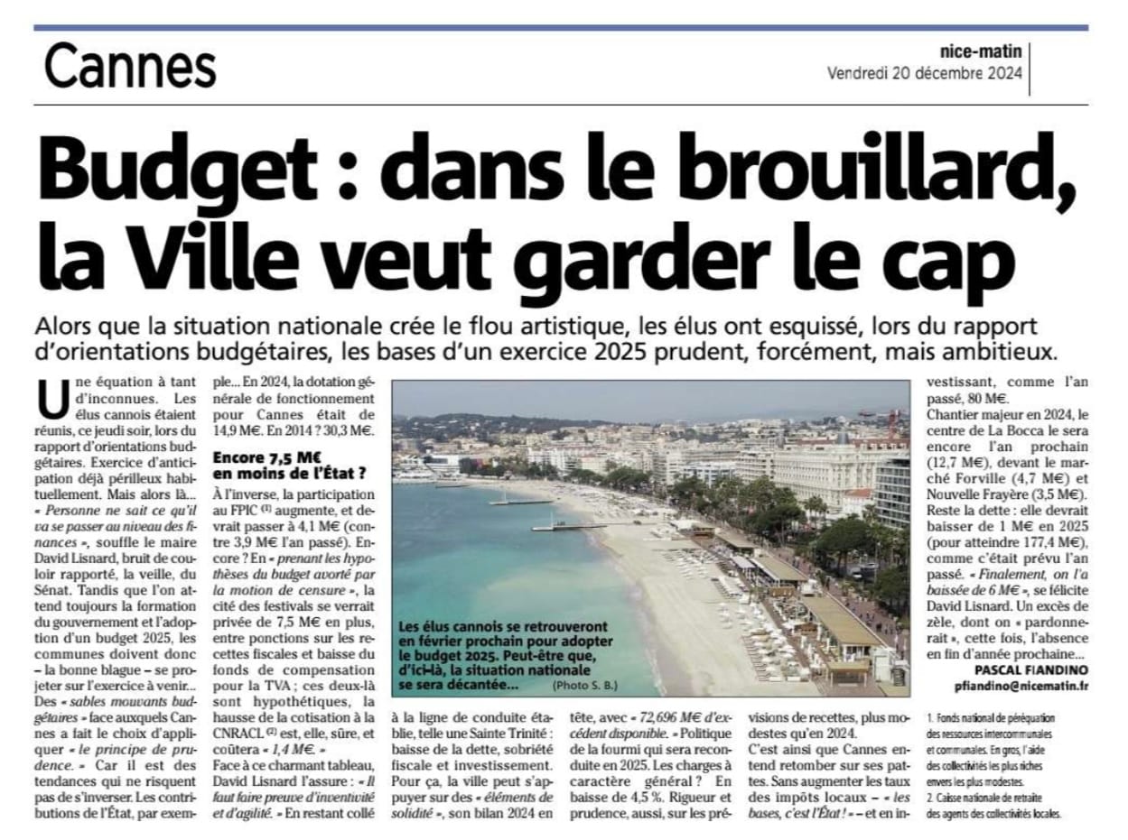 Budget : dans le brouillard, la Ville veut garder le cap