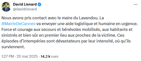 Intempéries dans le Var : la Mairie de Cannes mobilise une aide logistique et humaine en urgence — illustration 1