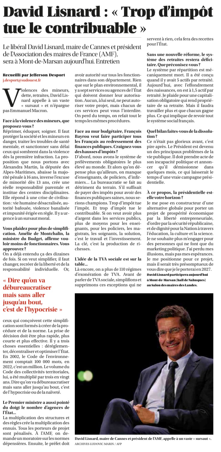 David Lisnard : « Trop d'impôt tue le contribuable » — illustration 1