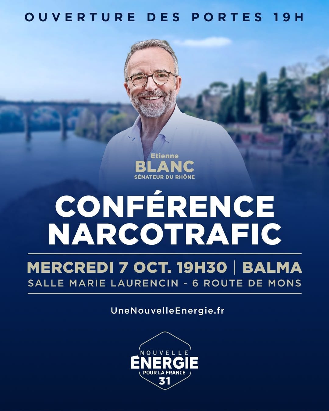 Illustration de l’événement : CONFÉRENCE NARCOTRAFIC ÉTIENNE BLANC,  NOUVELLE ÉNERGIE HAUTE-GARONNE