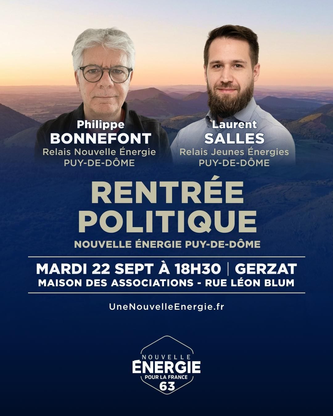 Illustration de l’événement : RENTRÉE POLITIQUE NOUVELLE ÉNERGIE PUY-DE-DÔME
