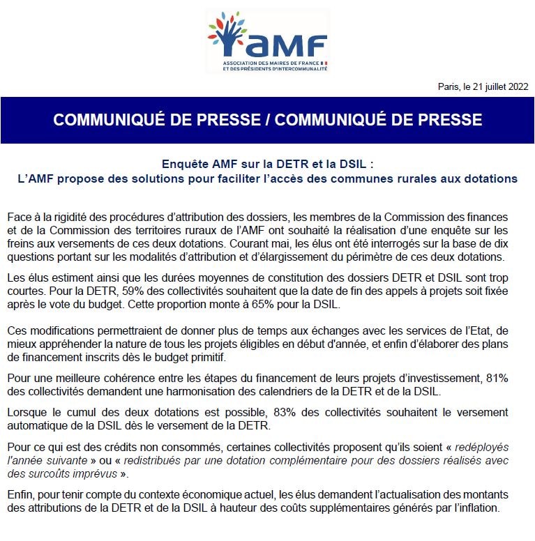L’AMF propose des solutions pour faciliter l’accès des communes rurales aux dotations — illustration 1