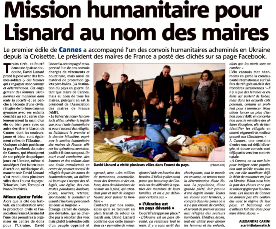 Ukraine : mission humanitaire pour David Lisnard au nom des maires — illustration 1