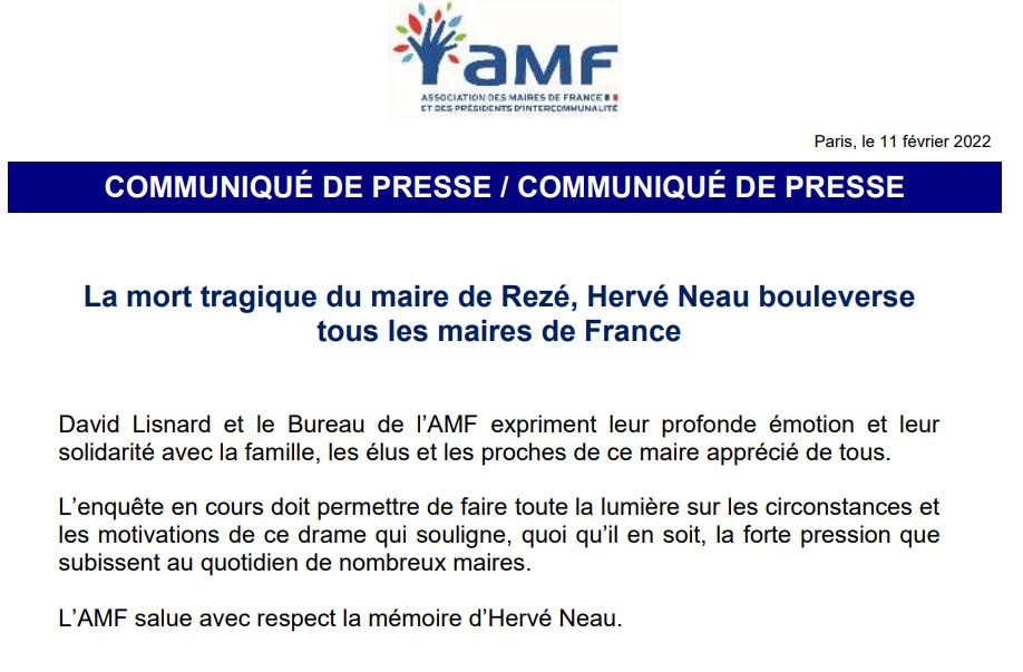 L'AMF salue avec respect la mémoire d'Hervé Neau, maire de Rezé — illustration 1