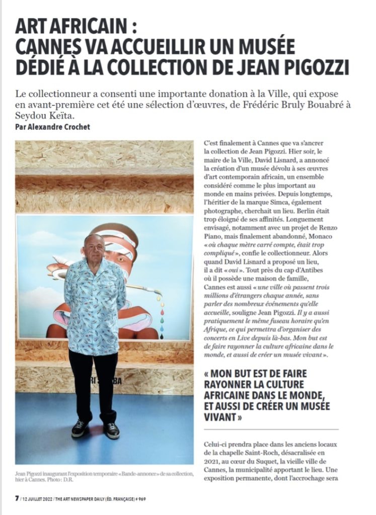 Art africain : Cannes va accueillir un musée dédié à la collection de Jean Pigozzi — illustration 1