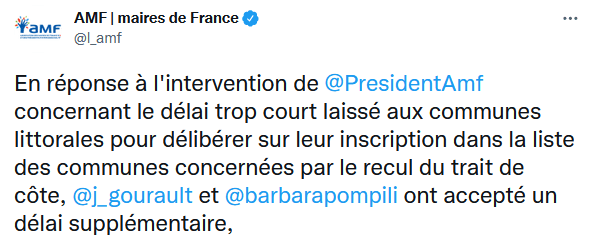 Recul du trait de côte : l'AMF obtient un délai supplémentaire pour l'inscription dans la liste des communes concernées — illustration 1