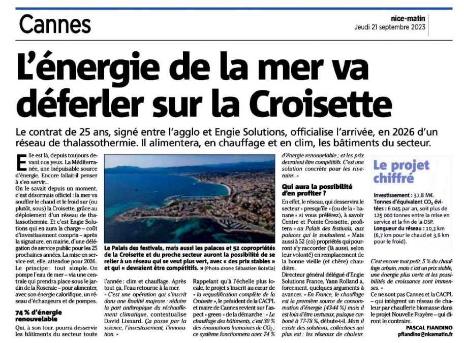 L'énergie de la mer va déferler sur la Croisette grâce au réseau écologique de thalassothermie — illustration 1