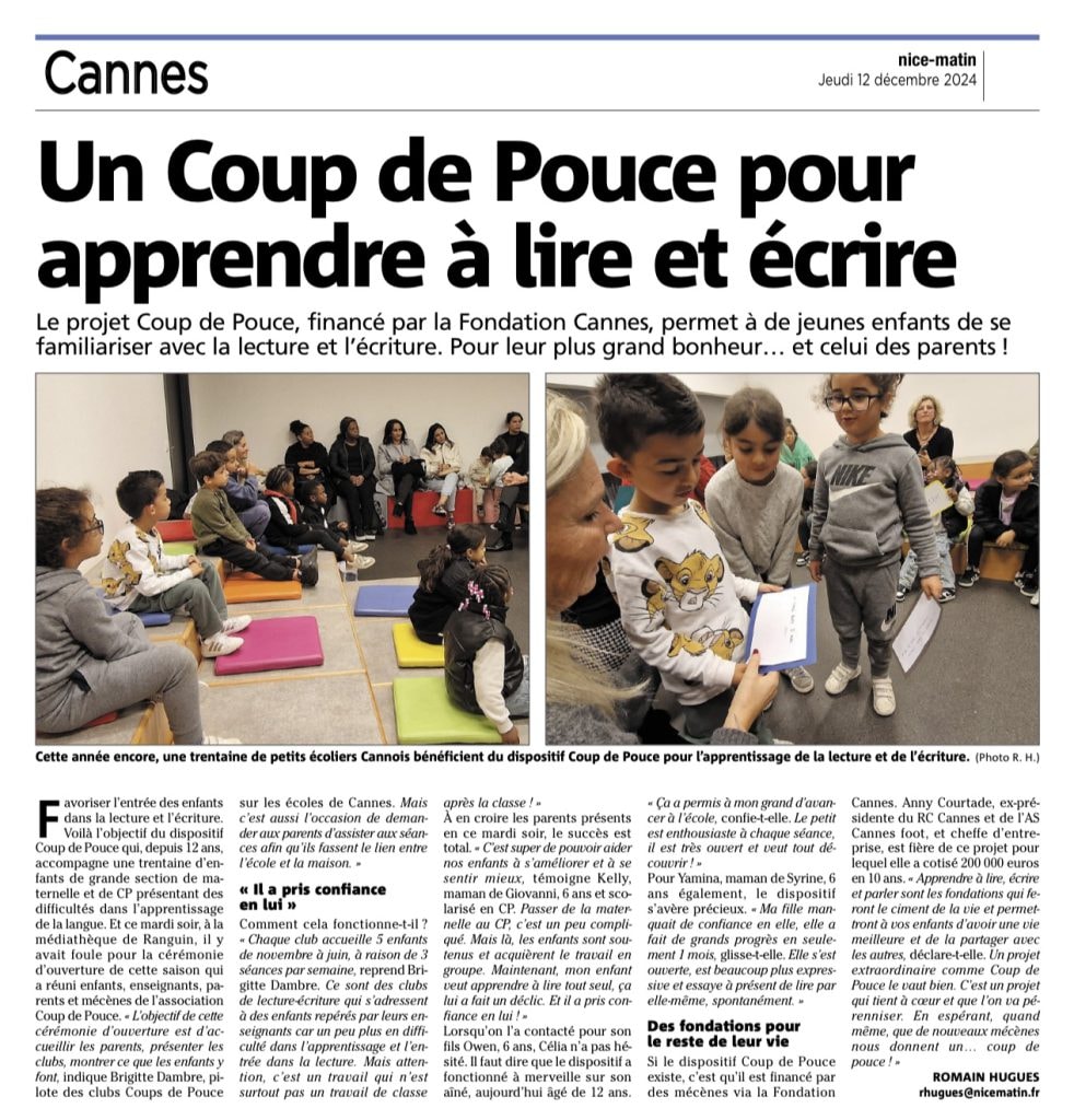 Avec les Clubs "Coup de Pouce", la Mairie de Cannes renforce l'apprentissage des fondamentaux sur le temps périscolaire — illustration 1