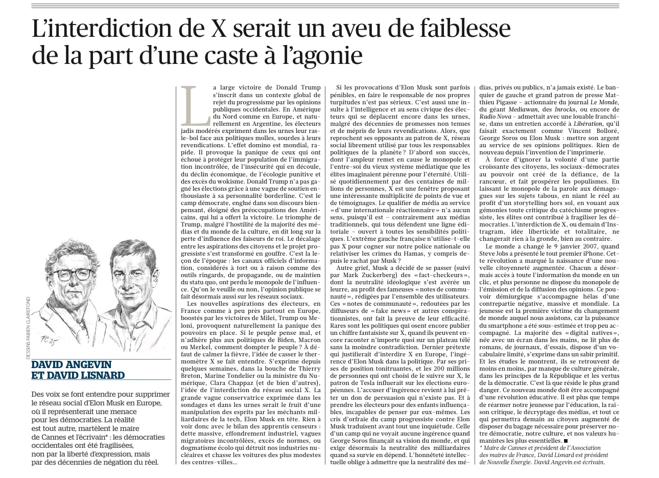 L'interdiction de X serait un aveu de faiblesse de la part d'une caste à l'agonie — illustration 1
