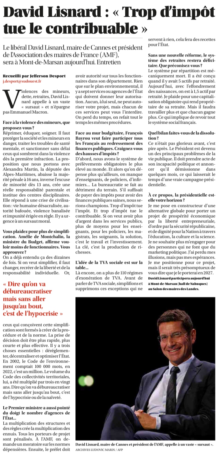 David Lisnard : « Trop d'impôt tue le contribuable » — illustration 1