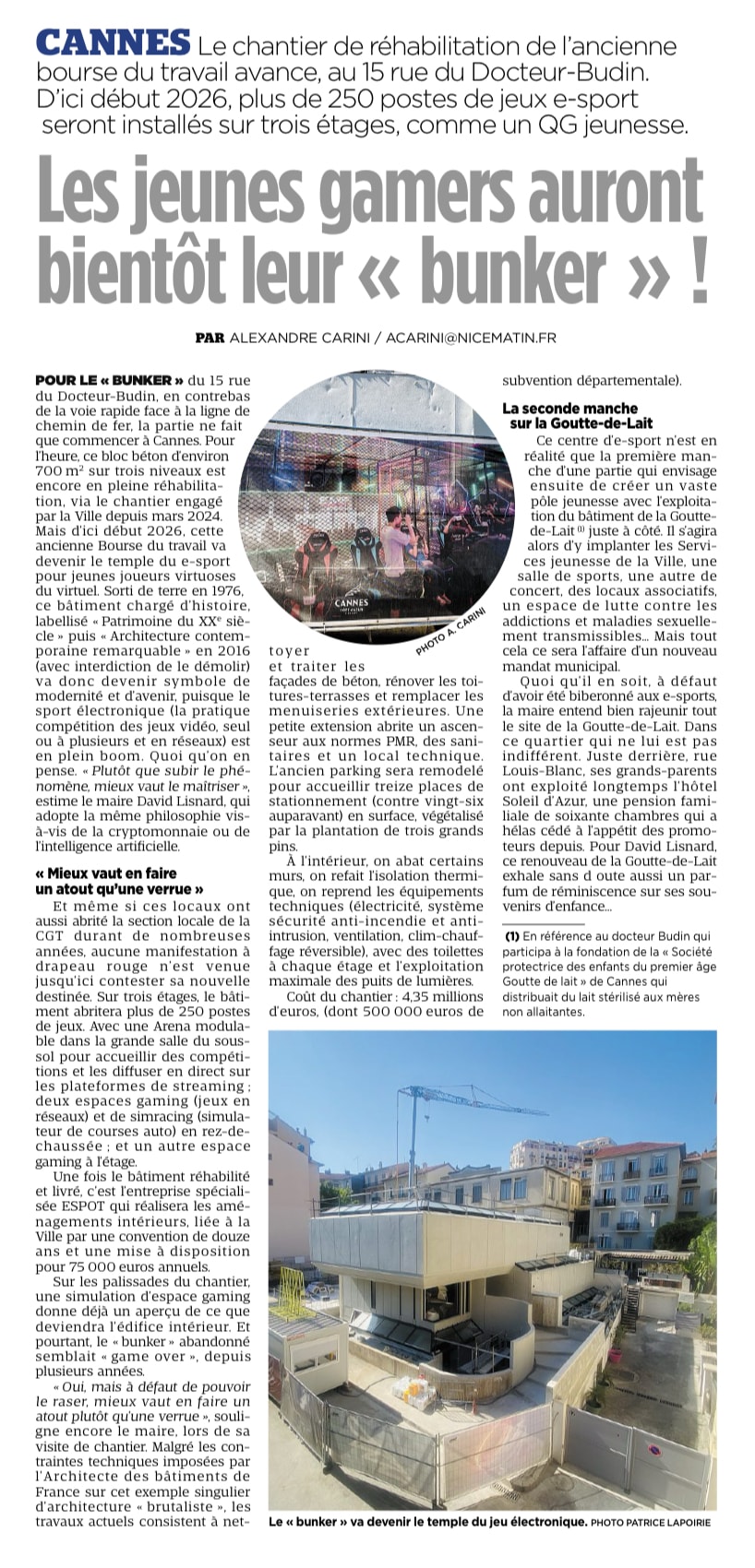 David Lisnard en visite sur le chantier de l’Espace Budin : un futur lieu dédié à la jeunesse et aux pratiques numériques — illustration 1